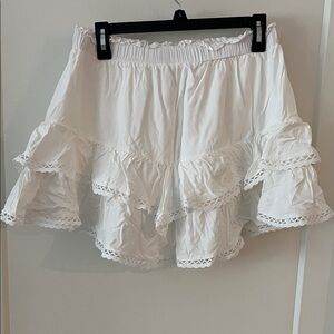 White Ruffled Women's Shorts